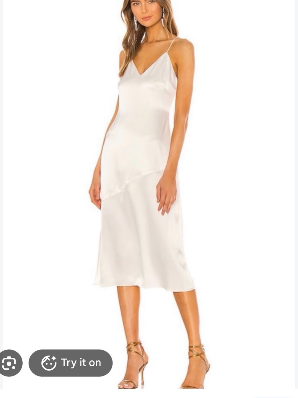 NWT Alice + Olivia Kayla Seamed Satin Slip Midi Dress in Off White - Sz 6